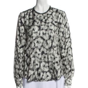 Theory silk abstract floral shirt